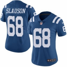 Women's Nike Indianapolis Colts #68 Matt Slauson Limited Royal Blue Rush Vapor Untouchable NFL Jersey
