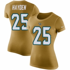 NFL Women's Nike Jacksonville Jaguars #25 D.J. Hayden Gold Rush Pride Name & Number T-Shirt