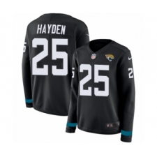 Women's Nike Jacksonville Jaguars #25 D.J. Hayden Limited Black Therma Long Sleeve NFL Jersey