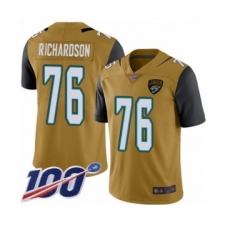 Men's Jacksonville Jaguars #76 Will Richardson Limited Gold Rush Vapor Untouchable 100th Season Football Jersey