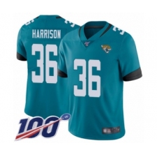 Men's Jacksonville Jaguars #36 Ronnie Harrison Teal Green Alternate Vapor Untouchable Limited Player 100th Season Football Jersey