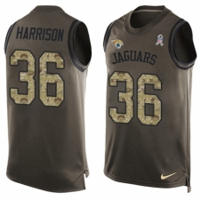 Men's Nike Jacksonville Jaguars #36 Ronnie Harrison Limited Green Salute to Service Tank Top NFL Jersey