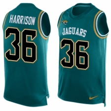 Men's Nike Jacksonville Jaguars #36 Ronnie Harrison Limited Teal Green Player Name & Number Tank Top NFL Jersey
