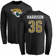 NFL Nike Jacksonville Jaguars #36 Ronnie Harrison Black Name & Number Logo Long Sleeve T-Shirt