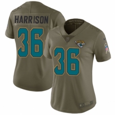Women's Nike Jacksonville Jaguars #36 Ronnie Harrison Limited Olive 2017 Salute to Service NFL Jersey