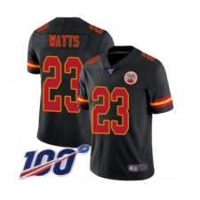Men's Kansas City Chiefs #23 Armani Watts Limited Black Rush Vapor Untouchable 100th Season Football Jersey