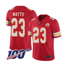 Men's Kansas City Chiefs #23 Armani Watts Red Team Color Vapor Untouchable Limited Player 100th Season Football Jersey