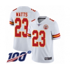 Men's Kansas City Chiefs #23 Armani Watts White Vapor Untouchable Limited Player 100th Season Football Jersey