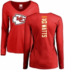 NFL Women's Nike Kansas City Chiefs #25 Armani Watts Red Backer Slim Fit Long Sleeve T-Shirt