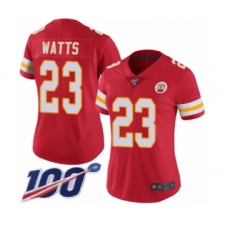 Women's Kansas City Chiefs #23 Armani Watts Red Team Color Vapor Untouchable Limited Player 100th Season Football Jersey