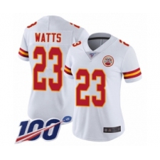 Women's Kansas City Chiefs #23 Armani Watts White Vapor Untouchable Limited Player 100th Season Football Jersey