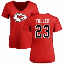 NFL Women's Nike Kansas City Chiefs #23 Kendall Fuller Red Name & Number Logo Slim Fit T-Shirt