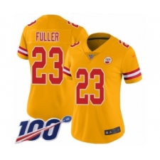 Women's Kansas City Chiefs #23 Kendall Fuller Limited Gold Inverted Legend 100th Season Football Jersey