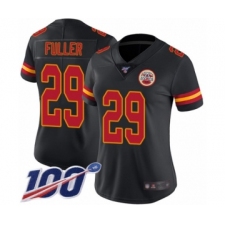 Women's Kansas City Chiefs #29 Kendall Fuller Limited Black Rush Vapor Untouchable 100th Season Football Jersey