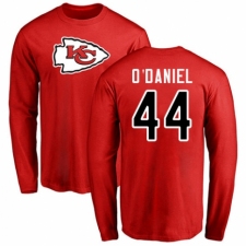 NFL Nike Kansas City Chiefs #44 Dorian O'Daniel Red Name & Number Logo Long Sleeve T-Shirt