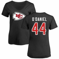 NFL Women's Nike Kansas City Chiefs #44 Dorian O'Daniel Black Name & Number Logo Slim Fit T-Shirt