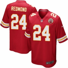 Men's Nike Kansas City Chiefs #24 Will Redmond Game Red Team Color NFL Jersey
