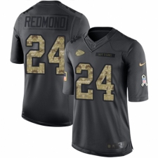 Men's Nike Kansas City Chiefs #24 Will Redmond Limited Black 2016 Salute to Service NFL Jersey
