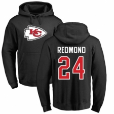 NFL Nike Kansas City Chiefs #24 Will Redmond Black Name & Number Logo Pullover Hoodie