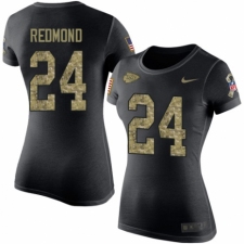 NFL Women's Nike Kansas City Chiefs #24 Will Redmond Black Camo Salute to Service T-Shirt