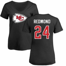 NFL Women's Nike Kansas City Chiefs #24 Will Redmond Black Name & Number Logo Slim Fit T-Shirt