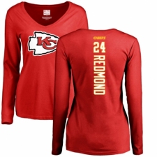 NFL Women's Nike Kansas City Chiefs #24 Will Redmond Red Backer Slim Fit Long Sleeve T-Shirt