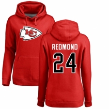 NFL Women's Nike Kansas City Chiefs #24 Will Redmond Red Name & Number Logo Pullover Hoodie