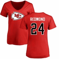NFL Women's Nike Kansas City Chiefs #24 Will Redmond Red Name & Number Logo Slim Fit T-Shirt