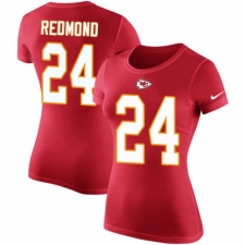 NFL Women's Nike Kansas City Chiefs #24 Will Redmond Red Rush Pride Name & Number T-Shirt