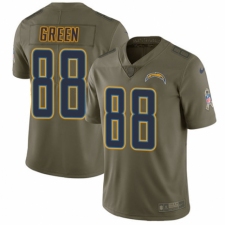 Men's Nike Los Angeles Chargers #88 Virgil Green Limited Olive 2017 Salute to Service NFL Jersey