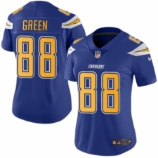 Women's Nike Los Angeles Chargers #88 Virgil Green Limited Electric Blue Rush Vapor Untouchable NFL Jersey