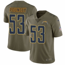 Youth Nike Los Angeles Chargers #53 Mike Pouncey Limited Olive 2017 Salute to Service NFL Jersey