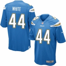Men's Nike Los Angeles Chargers #44 Kyzir White Game Electric Blue Alternate NFL Jersey