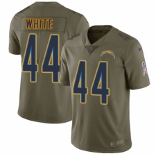 Men's Nike Los Angeles Chargers #44 Kyzir White Limited Olive 2017 Salute to Service NFL Jersey