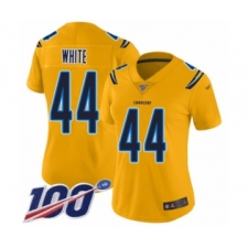 Women's Los Angeles Chargers #44 Kyzir White Limited Gold Inverted Legend 100th Season Football Jersey