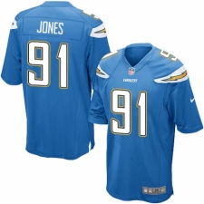 Men's Nike Los Angeles Chargers #91 Justin Jones Game Electric Blue Alternate NFL Jersey