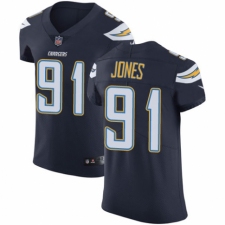 Men's Nike Los Angeles Chargers #91 Justin Jones Navy Blue Team Color Vapor Untouchable Elite Player NFL Jersey