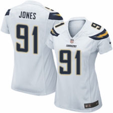 Women's Nike Los Angeles Chargers #91 Justin Jones Game White NFL Jersey