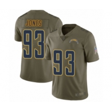 Youth Los Angeles Chargers #93 Justin Jones Limited Olive 2017 Salute to Service Football Jersey