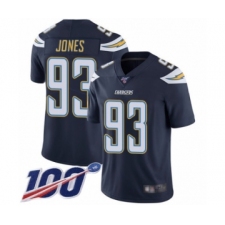 Youth Los Angeles Chargers #93 Justin Jones Navy Blue Team Color Vapor Untouchable Limited Player 100th Season Football Jersey