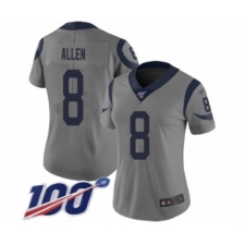 Women's Los Angeles Rams #8 Brandon Allen Limited Gray Inverted Legend 100th Season Football Jersey