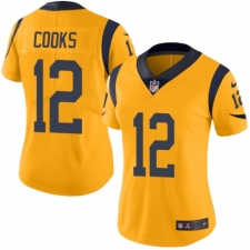 Women's Nike Los Angeles Rams #12 Brandin Cooks Limited Gold Rush Vapor Untouchable NFL Jersey