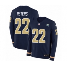 Youth Nike Los Angeles Rams #22 Marcus Peters Limited Navy Blue Therma Long Sleeve NFL Jersey