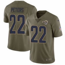 Youth Nike Los Angeles Rams #22 Marcus Peters Limited Olive 2017 Salute to Service NFL Jersey