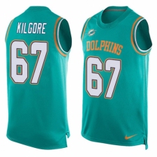 Men's Nike Miami Dolphins #67 Daniel Kilgore Limited Aqua Green Player Name & Number Tank Top NFL Jersey