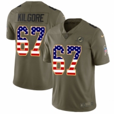 Youth Nike Miami Dolphins #67 Daniel Kilgore Limited Olive/USA Flag 2017 Salute to Service NFL Jersey