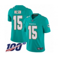 Men's Miami Dolphins #15 Albert Wilson Aqua Green Team Color Vapor Untouchable Limited Player 100th Season Football Jersey