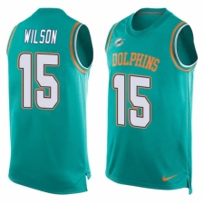 Men's Nike Miami Dolphins #15 Albert Wilson Limited Aqua Green Player Name & Number Tank Top NFL Jersey