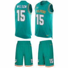 Men's Nike Miami Dolphins #15 Albert Wilson Limited Aqua Green Tank Top Suit NFL Jersey