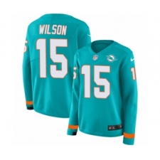 Women's Nike Miami Dolphins #15 Albert Wilson Limited Aqua Therma Long Sleeve NFL Jersey